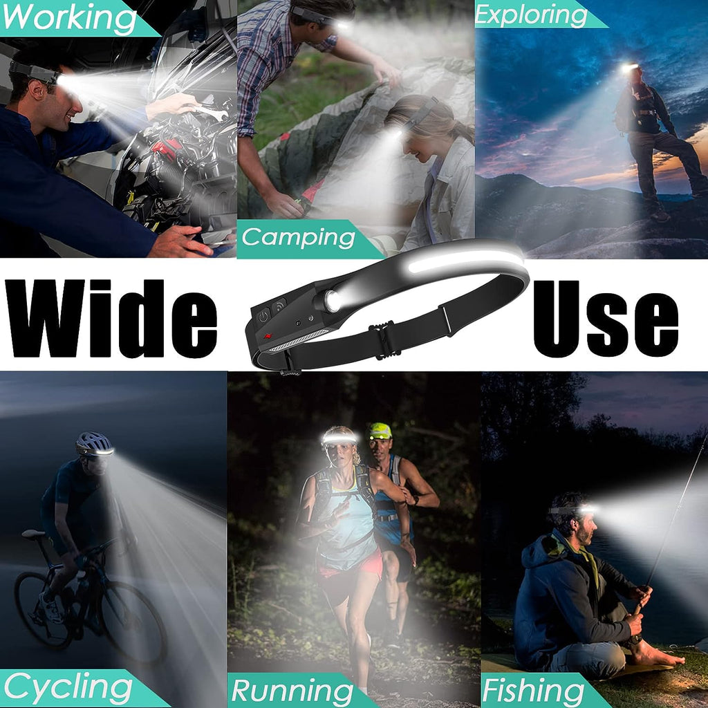 Cyber Monday Deal - Mechanic Lightweight Headlamp Flashlight, Rechargeable Outdoor Headlamp, Super Bright Wide Beam and Focus Light Switch Waterproof Soft Silicone Headlight for Camping Hiking Fishing Running