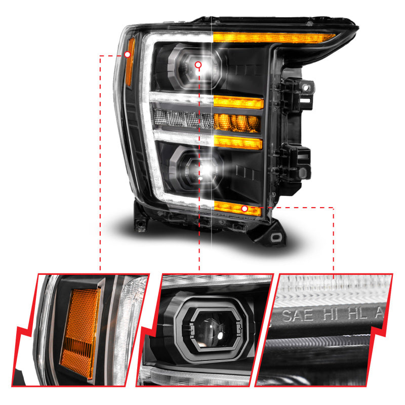 ANZO 111594-R FITS Anzo 21-23 Ford F150 LED Projector Headlight w/Switchback+Sequential - Black (Passenger Side Only)