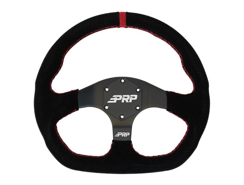 PRP Suede D-Shape Steering Wheel - Red
