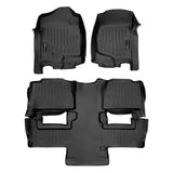 SMARTLINER Custom Fit Floor Mats 2 Row Liner Set Black Compatible With 2011-2014 Tahoe / Yukon (with 2nd Row Bucket Seats)