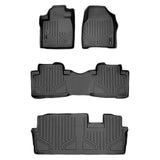 SMARTLINER Custom Fit Floor Mats 3 Row Liner Set Black Compatible With 2009-2015 Honda Pilot