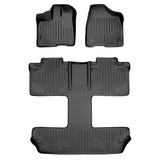 SMARTLINER Custom Fit Floor Mats 3 Row Liner Set Black Compatible With 2011-2012 Toyota Sienna 7 Passenger Model