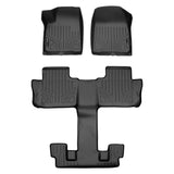 SMARTLINER Custom Fit Floor Mats 3 Row Liner Set Black Compatible With 2020-2025 Cadillac XT6 with 2nd Row Bucket Seats