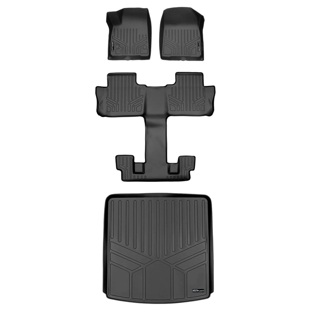 SMARTLINER SA0230-R/B0230-R/D0230-R 2 Row Floor Liners & Cargo Liner behind the 2nd Row Seats 2020-2025 Cadillac XT6 with 2nd Row Bucket Seats Black