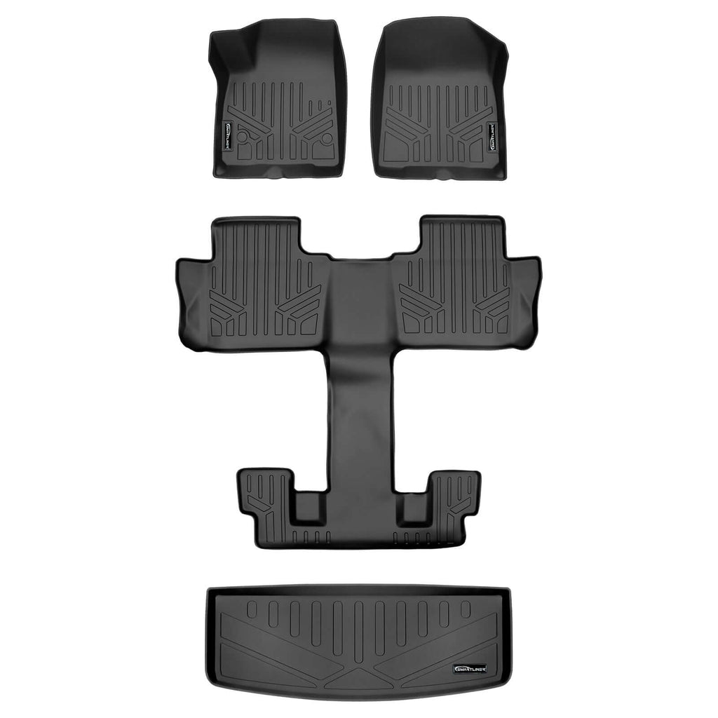 SMARTLINER SA0230-R/B0230-R/E0230-R 2 Row Floor Liners & Cargo Liner behind the 3rd Row Seats 2020-2025 Cadillac XT6 with 2nd Row Bucket Seats Black