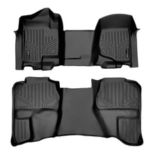 Load image into Gallery viewer, SMARTLINER SA0296/B0097 2 Row Floor Liners with 1st Row Over The Hump Coverage 2007-2013 Chevrolet Silverado 1500/2500/3500 Extended Cab Only2007-2013 GMC Sierra 1500/2500/3500 Extended Cab Only Black