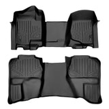 SMARTLINER Custom Fit Floor Mats 2 Row Liner Set Black Compatible With 2007-2013 Silverado/Sierra 1500/2500/3500 Extended Cab