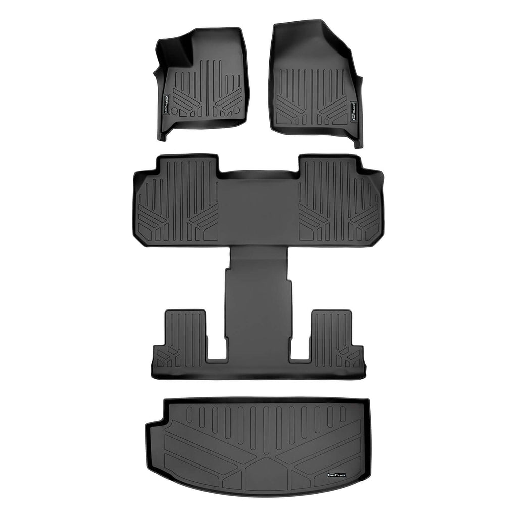 SMARTLINER SA0345/B0345/E0345 2 Row Floor Liners & Cargo Liner behind the 3rd Row Seats 2018-2024 Buick Enclave Black