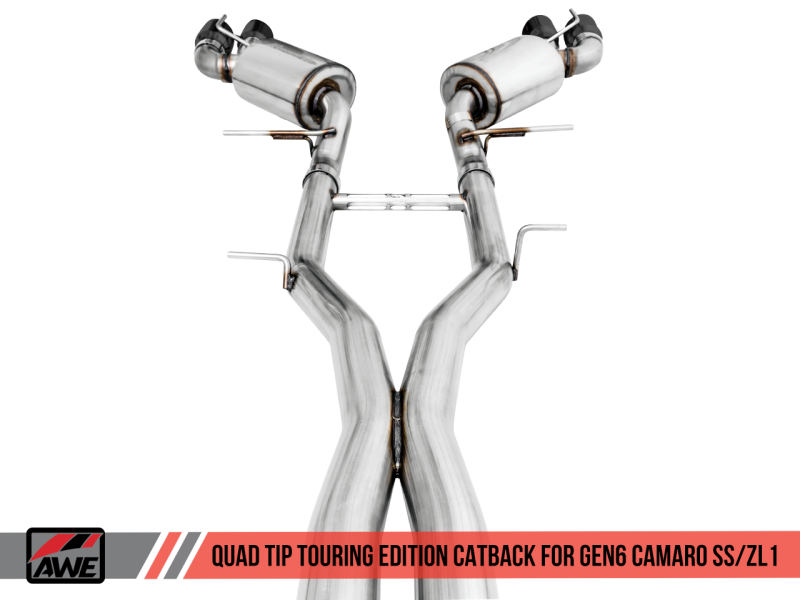 AWE Tuning 3020-43076 FITS 16-19 Chevy Camaro SS Non-Res Cat-Back Exhaust -Touring Edition (Quad Diamond Black Tips)