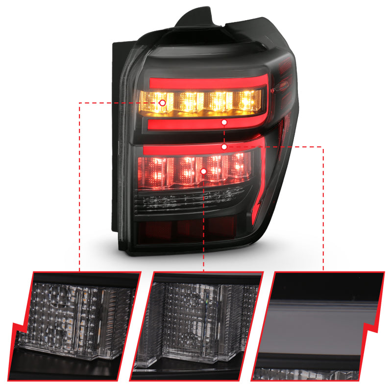 ANZO 311312 -  FITS: 2014-2020 Toyota 4Runner T.L Black Housing Smoke Lens Red Light Bar W/Sequential