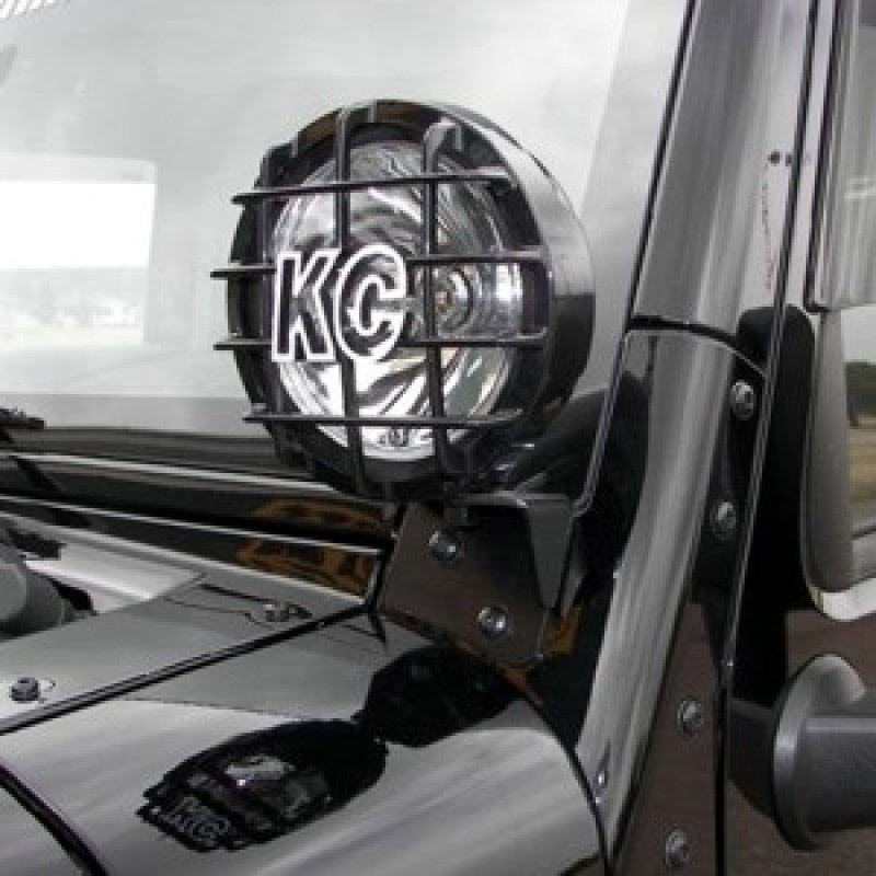 KC HiLiTES 7316 FITS 07-18 Jeep JK A-Pillar Windshield Light Mount Bracket Set (Pair)Black