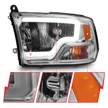 Load image into Gallery viewer, ANZO 111516 -  FITS: 2009-2018 Dodge Ram 1500/ 2500/ 3500 Crystal Headlights w/ Light Bar Chrome Housing