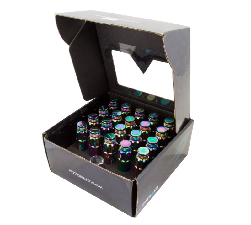 NRG 700 Series M12 X 1.25 Steel Lug Nut w/Dust Cap Cover Set 21 Pc w/Locks & Lock Socket - Neochrome - free shipping - Fastmodz