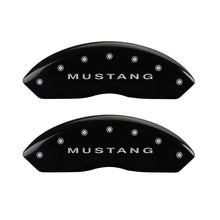 Load image into Gallery viewer, MGP 10197SMG2BK FITS 4 Caliper Covers Engraved Front Mustang Engraved Rear S197/GT Black finish silver ch