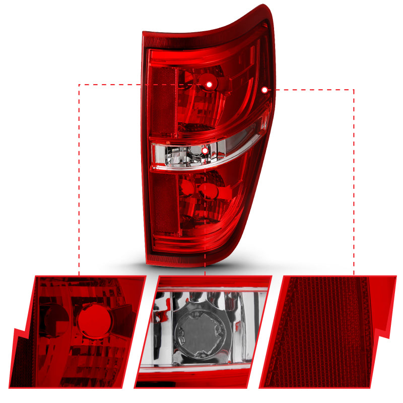 ANZO 311299 FITS 311299 FITS: 2009-2014 Ford F-150 Euro Taillight Red/Clear (W/O Bulb)
