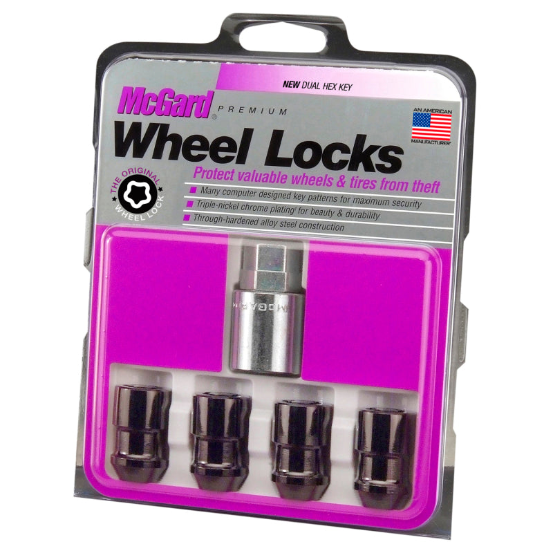McGard 24038 - Wheel Lock Nut Set 4pk. (Cone Seat) 1/2-20 / 3/4 & 13/16 Dual Hex / 1.46in. Length Black
