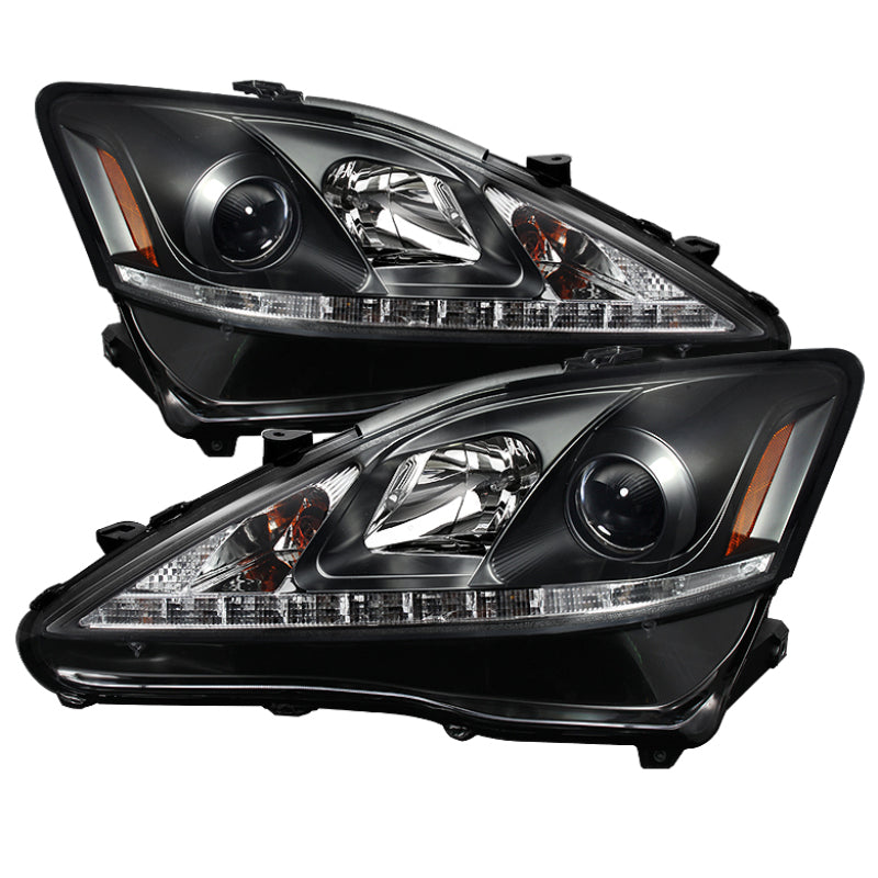 SPYDER 5080059 FITS 5080059 - Spyder Lexus IS 250/350 2006-2010 Projector Headlights DRL Black PRO-YD-LIS06-DRL-BK