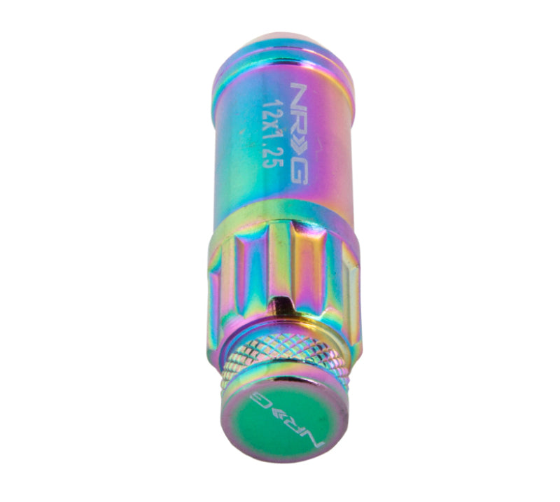 NRG 700 Series M12 X 1.25 Steel Lug Nut w/Dust Cap Cover Set 21 Pc w/Locks & Lock Socket - Neochrome - free shipping - Fastmodz