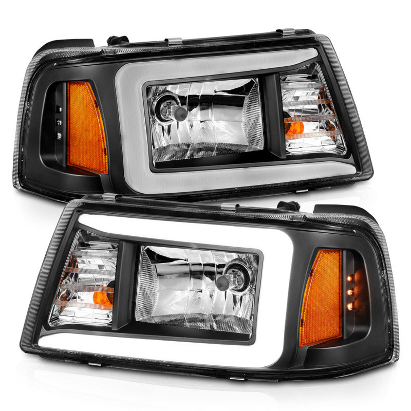 ANZO 111511 FITS: 2001-2011 Ford Ranger Crystal Headlights w/ Light Bar Black Housing