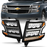 ANZO 111478 FITS 111478 FITS: 15-20 Chevy Tahoe/Suburban LED Light Bar Style Headlights Black w/Sequential w/DRL w/Amber