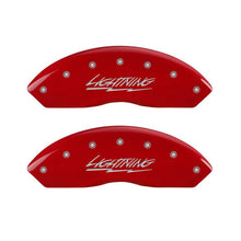 Load image into Gallery viewer, MGP 10021SLTGRD FITS 4 Caliper Covers Engraved Front &amp; Rear Lightning Red finish silver ch
