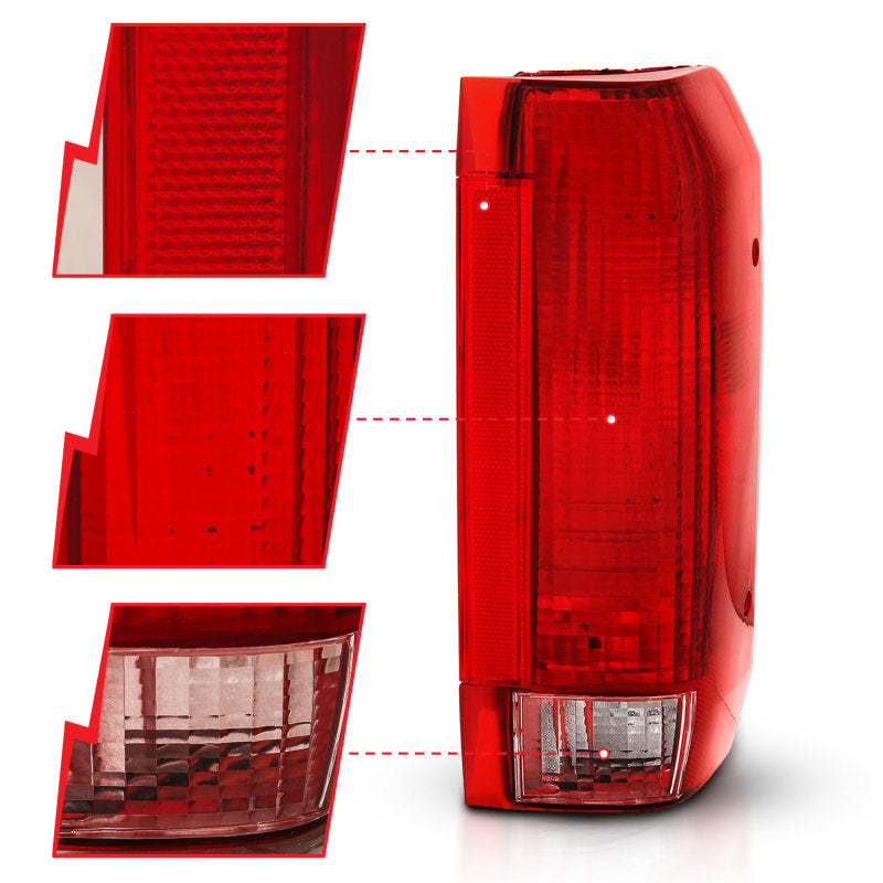 ANZO 311306 FITS 311306 - FITS: 1992-1996 Ford Bronco Taillight Red/Clear Lens (OE Replacement)