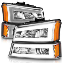 Load image into Gallery viewer, ANZO 111502 FITS: 2003-2006 Chevrolet Silverado 1500 Crystal Headlights w/ Light Bar Chrome Housing