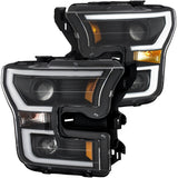 ANZO 111357 FITS 111357 FITS: 2015-2017 Ford F-150 Projector Headlights w/ Plank Style Switchback Black w/ Amber