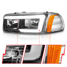 Load image into Gallery viewer, ANZO 111522 FITS: ANZO 99-17 GMC Sierra/Denali Headlights Black Amber (w/C Light Bars)