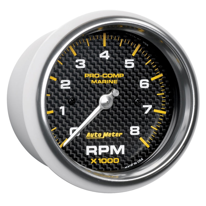 AutoMeter 200779-40 - Autometer Marine Carbon Fiber 3-3/8in 8k RPM Tachometer