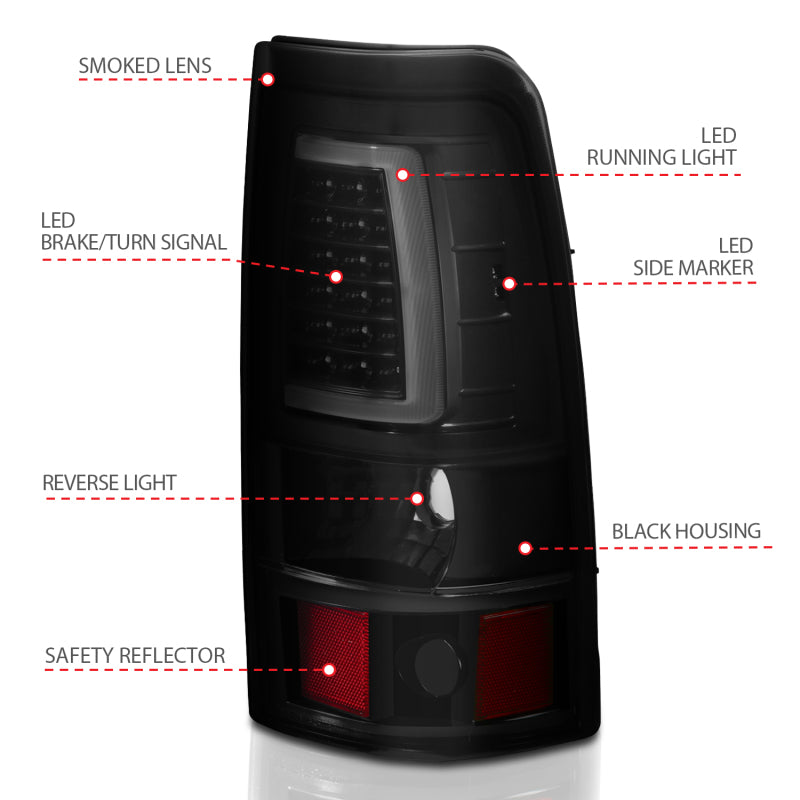 ANZO 311334 FITS 311334 - FITS: 2003-2006 Chevy Silverado 1500 LED Taillights Plank Style Black w/Smoke Lens