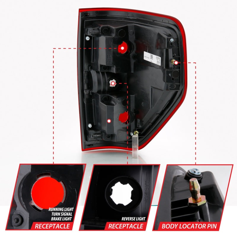 ANZO 311299 FITS 311299 FITS: 2009-2014 Ford F-150 Euro Taillight Red/Clear (W/O Bulb)