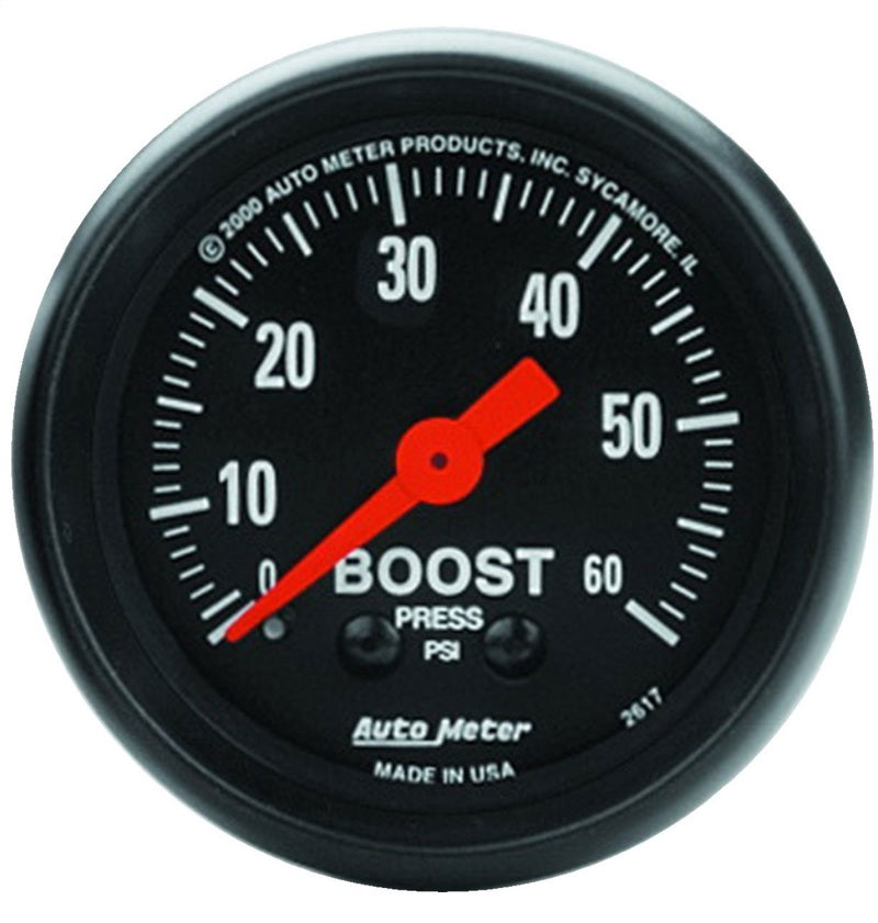 AutoMeter 2617 FITS 2617 - Autometer Z Series 52mm 0-60 PSI Mechanical Boost Gauge