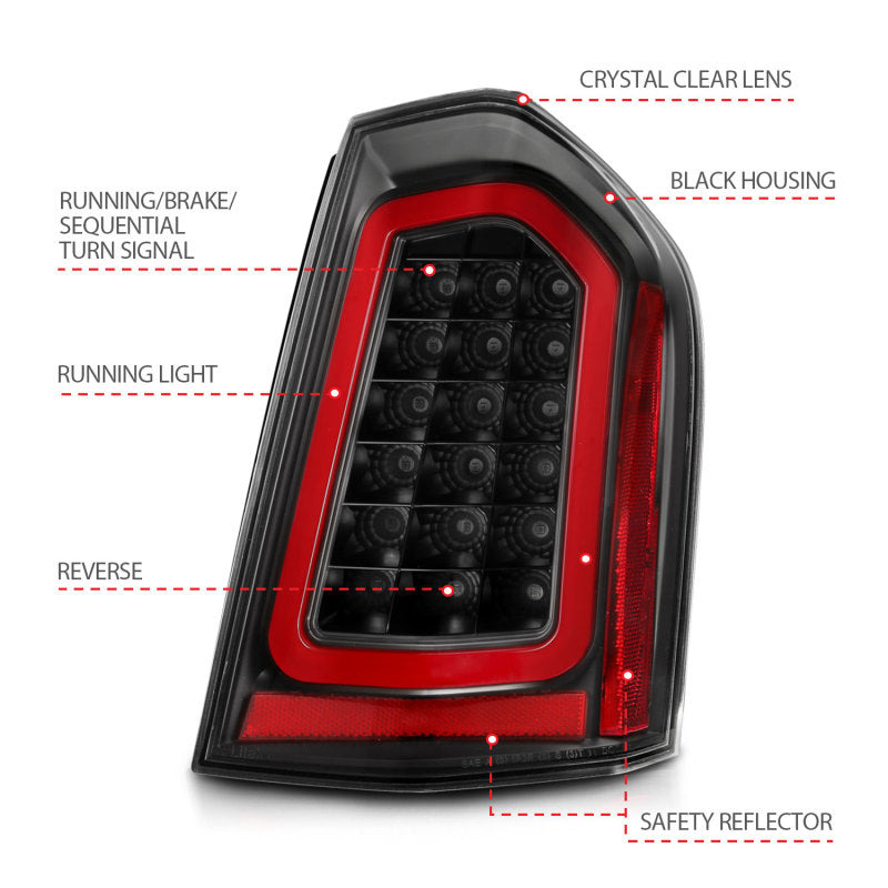 ANZO 321343 FITS: 11-14 Chrysler 300 LED Taillights Black w/ Sequential