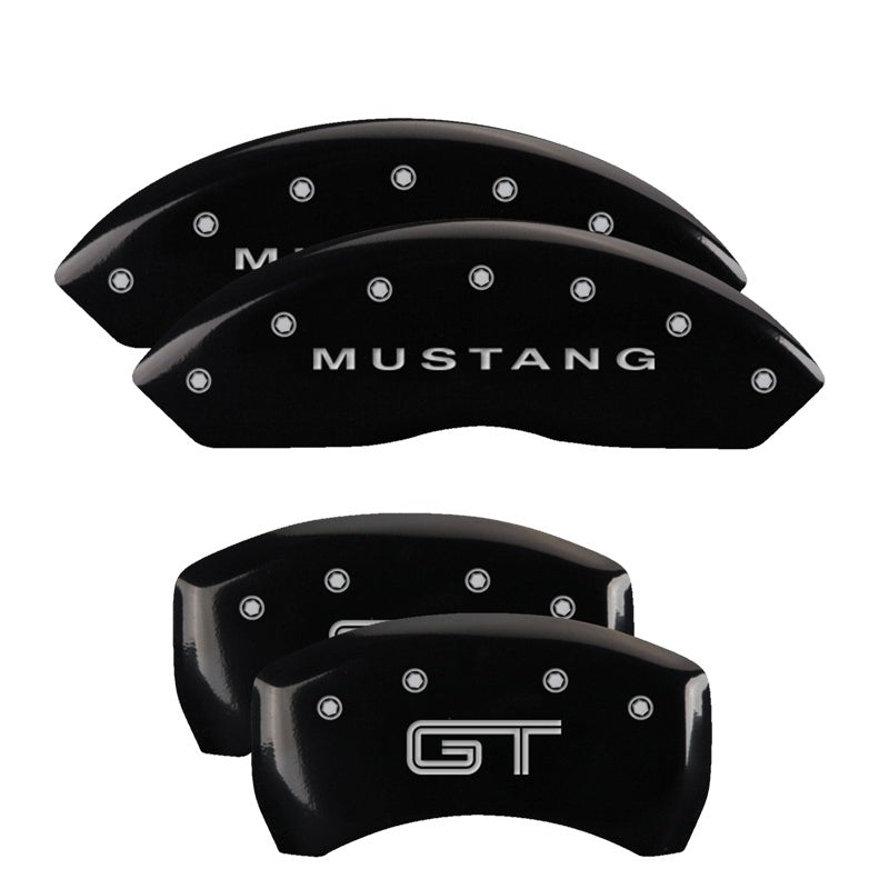 MGP 10197SMG2BK FITS 4 Caliper Covers Engraved Front Mustang Engraved Rear S197/GT Black finish silver ch