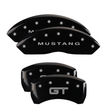 Load image into Gallery viewer, MGP 10197SMG2BK FITS 4 Caliper Covers Engraved Front Mustang Engraved Rear S197/GT Black finish silver ch
