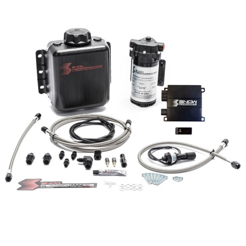 Snow Performance SNO-20010-BRD - Stg 2 Boost Cooler Prog. Engine Mount Water Injection Kit (SS Braid Line & 4AN)