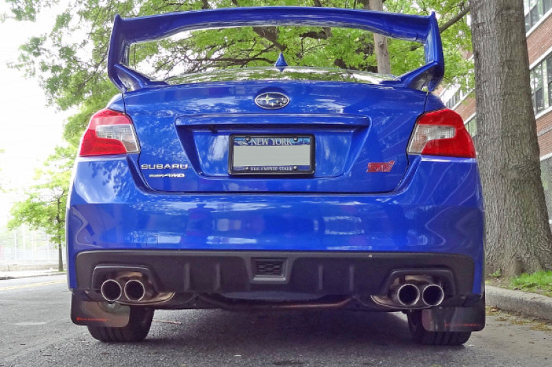 Rally Armor MF32-UR-WH/RD FITS: 15-21 Subaru WRX/STI (Sedan ONLY) White UR Mud Flap w/ Red Logo
