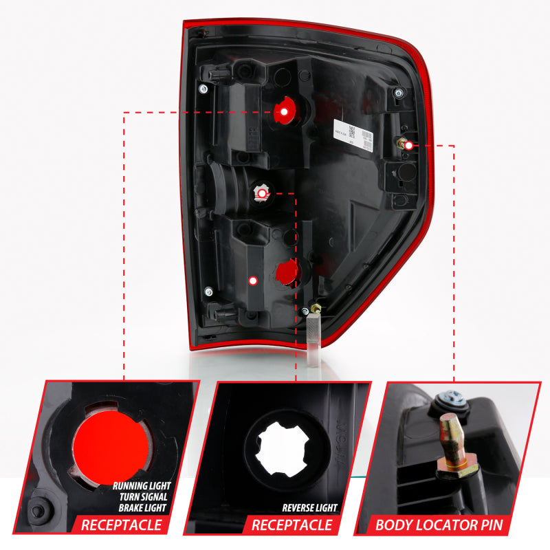 ANZO 311299 FITS 311299 FITS: 2009-2014 Ford F-150 Euro Taillight Red/Clear (W/O Bulb)