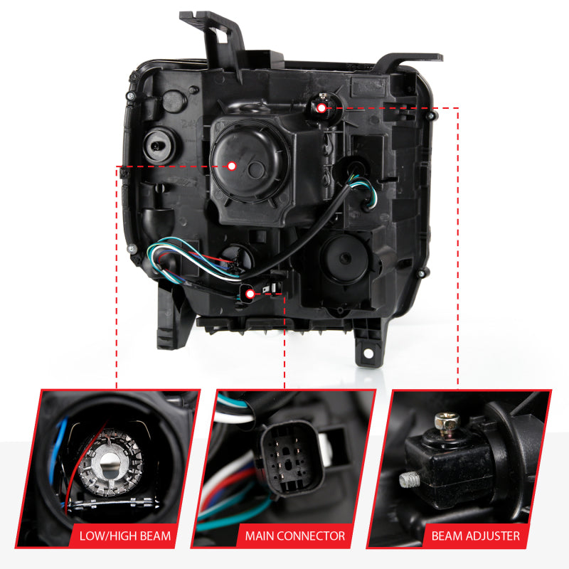 ANZO 111485 FITS: 2016-2019 Gmc Sierra 1500 Projector Headlight Plank Style Black w/ Sequential Amber Signal