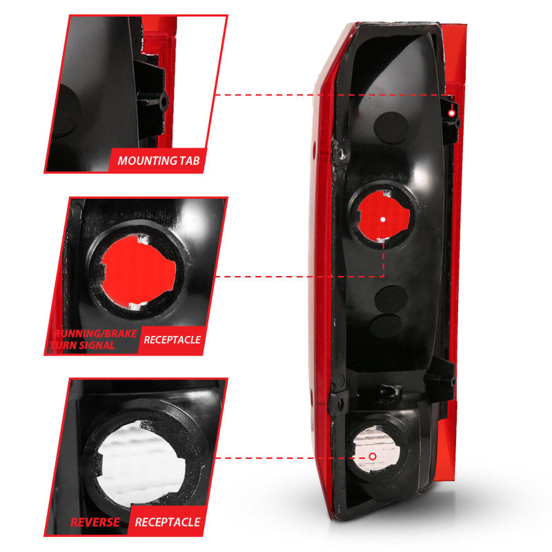 ANZO 311306 FITS 311306 - FITS: 1992-1996 Ford Bronco Taillight Red/Clear Lens (OE Replacement)