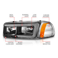 Load image into Gallery viewer, ANZO 111522 FITS: ANZO 99-17 GMC Sierra/Denali Headlights Black Amber (w/C Light Bars)