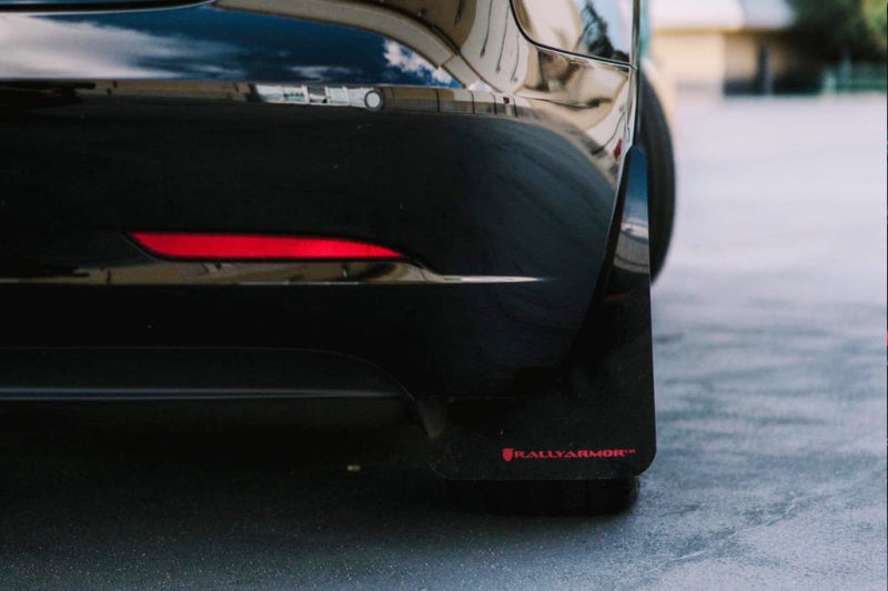 Rally Armor MF62-UR-BLK/DGRY FITS: 17+ Tesla Model 3 UR Black Mud Flap w/ Dark Grey Logo