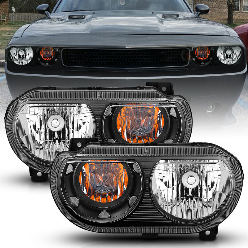 ANZO - [product_sku] - ANZO 2008-2014 Dodge Challenger Crystal Headlights Black - Fastmodz