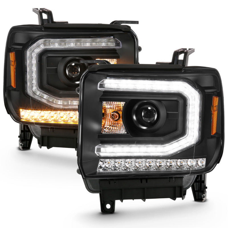 ANZO 111485 FITS: 2016-2019 Gmc Sierra 1500 Projector Headlight Plank Style Black w/ Sequential Amber Signal