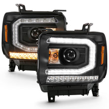 Load image into Gallery viewer, ANZO 111485 FITS: 2016-2019 Gmc Sierra 1500 Projector Headlight Plank Style Black w/ Sequential Amber Signal