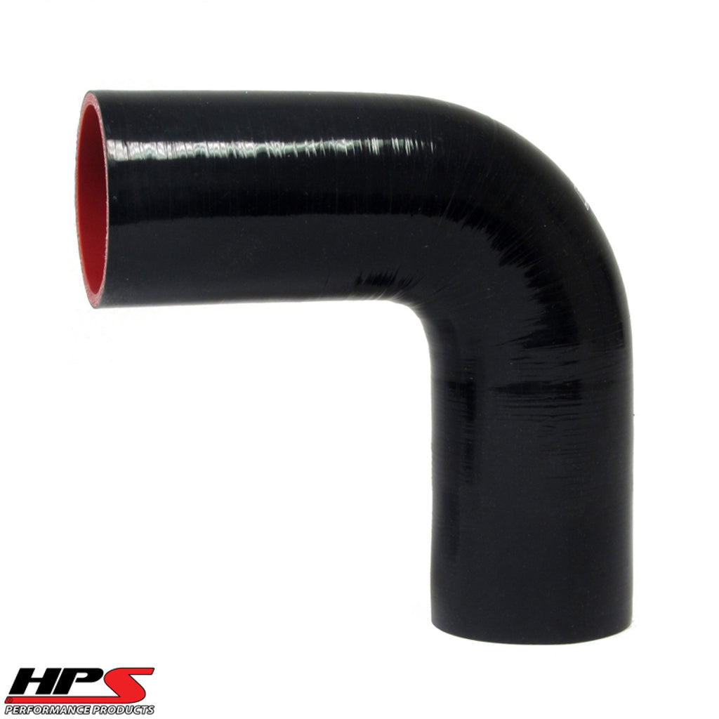 HPS 1-3/8" ID High Temp 4-ply Reinforced Silicone 90 Degree Elbow Coupler Hose Black (35mm ID)