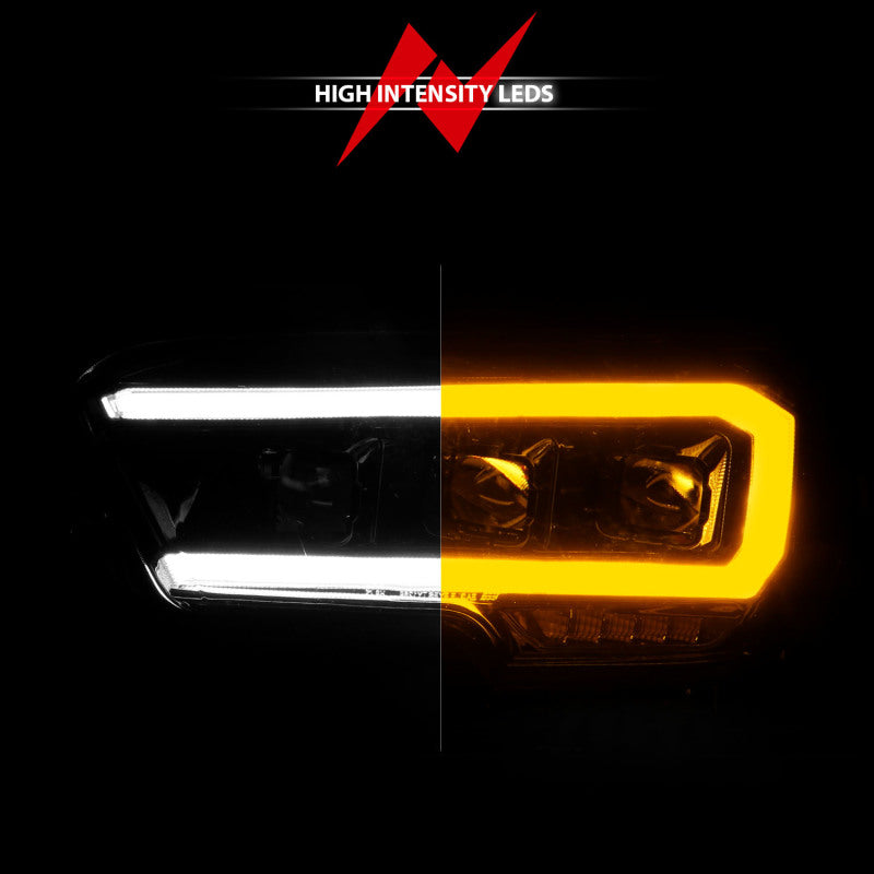 ANZO 111563 -  FITS: 16-22 Toyota Tacoma LED Projector Headlights w/ Light Bar Sequential Black Housing w/Initiation
