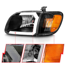 Load image into Gallery viewer, ANZO 111579 FITS 111579 - FITS: 00-04 Toyota Tundra (Fits Reg/Acc Cab Only) Crystal Headlights w/Light Bar Black w/Corner Light