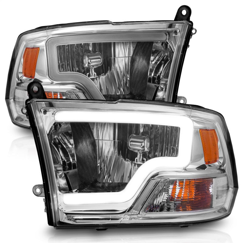 ANZO 111516 FITS 111516 - FITS: 2009-2018 Dodge Ram 1500/ 2500/ 3500 Crystal Headlights w/ Light Bar Chrome Housing